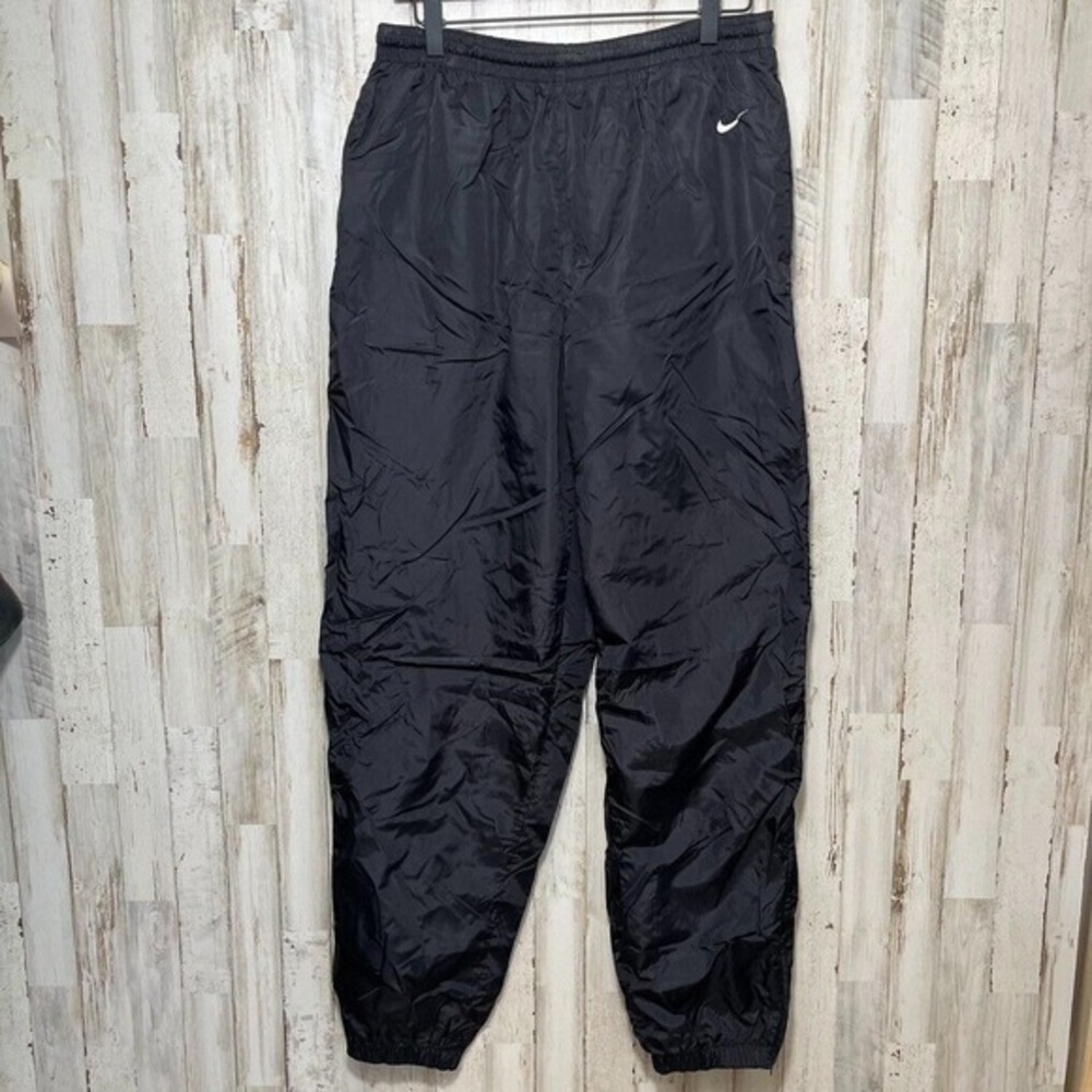 Vintage Y2k NIke Black Track Pants Drill Ankle‎ Zip Jogger Sweats Mens Large